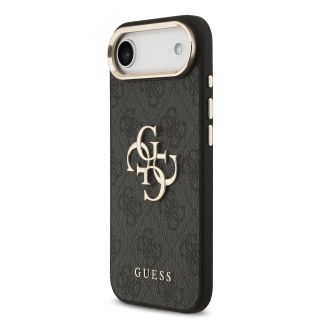 Guess PU Leather 4G Metal Logo Gold Frame Case for iPhone Air / Black (GUHCP17M4GMGCGR)