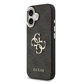 Guess PU Leather 4G Metal Logo Gold Frame Case for iPhone 17 / Black (GUHCP17S4GMGCGR)