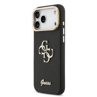 Guess PU Grained 4G Logo Stand Camera Frame Case for iPhone 17 Pro Max / Black (GUHCP17XPCS4GSK)