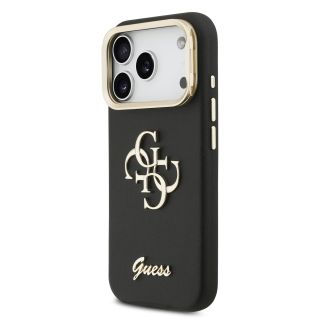 Guess PU Grained 4G Logo Stand Camera Frame Case for iPhone 17 Pro / Black (GUHCP17LPCS4GSK)