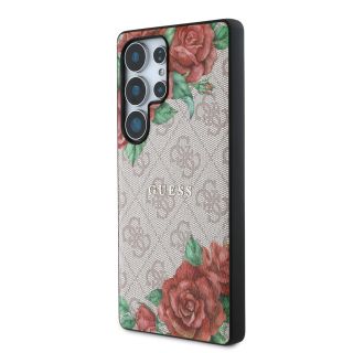 Guess PU Leather 4G Flowers Print Metal Classic Logo MagSafe Case for Samsung Galaxy S25 Ultra / Pink (GUHMS25LP4ROPEMCP)