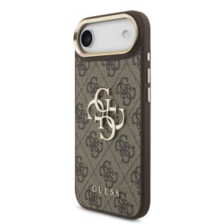 Guess PU Leather 4G Metal Logo Gold Frame Case for iPhone Air / Brown (GUHCP17M4GMGCBR)
