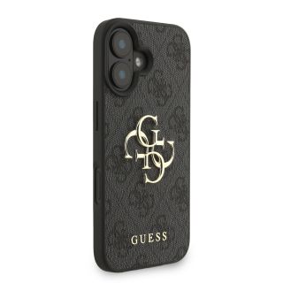 Guess PU 4G Metal Logo Strap Case for iPhone 16 / Black (GUHCP16SP4GMGSK)