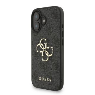 Guess PU 4G Metal Logo Strap Case for iPhone 16 / Black (GUHCP16SP4GMGSK)