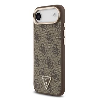 Guess PU Leather 4G Strass Triangle Logo Gold Frame MagSafe Case for iPhone Air / Brown (GUHMP17MP4GTDGMW)
