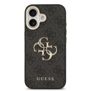 Guess PU Leather 4G Metal Logo Gold Frame Case for iPhone 17 / Black (GUHCP17S4GMGCGR)