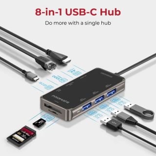PROMATE PrimeHub-Mini 8in1 USB-C Hub HDMI 4K / LAN / PD 100W / SD / 3x USB 3.0 (HUBPRIMEHUBMINI)