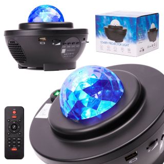RoGer Rotating Star Projector / Bluetooth Speaker / LED / with Remote Control (RO-STL-3IN1-BK)