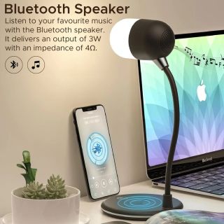 PROMATE LumiQi LED Table Lamp with Wireless charging and Bluetooth speaker (CIBLUMIQIBK)