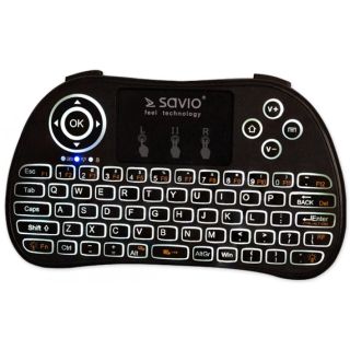 Savio KW-02 Wireless Mini Keyboard For  PC / PS4 / XBOX / Smart TV / Android + TouchPad Black (With Backlight) (KW-02)