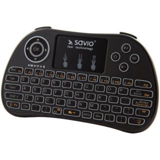 Savio KW-02 Wireless Mini Keyboard For  PC / PS4 / XBOX / Smart TV / Android + TouchPad Black (With Backlight) (KW-02)