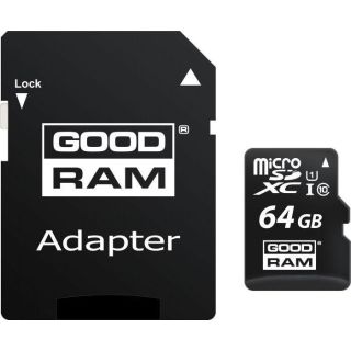 Goodram 64GB Micro SDHC U1-I Class 10 Memory Card with Adapter (M1AA0640R12)