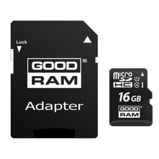Goodram 16GB Micro SDHC U1-I Class 10 Memory Card with Adapter (M1AA-0160R12)