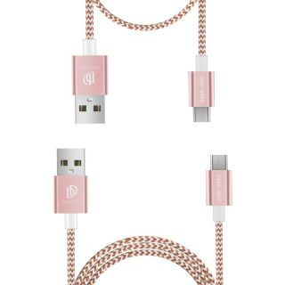 Dux Ducis KII Premium Micro USB Set Of 2 Material Data and Charging Cables 100 cm + 20 cm Pink (DUX-KII-MICR-100-02-PI)
