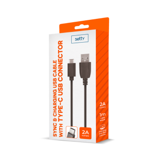 Setty Cable USB-A - USB-C / 1m / 2A / black (GSM100634)