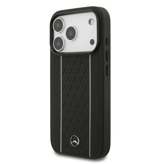 Mercedes Leather Star Pattern and Stripes MagSafe Case for Apple iPhone 17 Pro (MEHMP17L25RPSLKH)