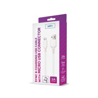 Setty Cable USB-A - microUSB / 1m / 2A / white (GSM113066)