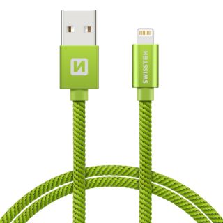 Swissten Textile Fast Charge 3A Lightning Data and Charging Cable 1.2m (SW-QU-LIGH-3A-1.2M-GRE)