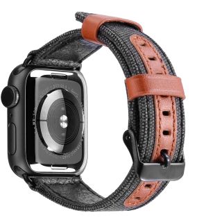 Dux Ducis Canvas Leather Band For Apple Watch 38 / 40 mm Black-Brown (DUX-CV-3840-BK)