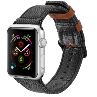 Dux Ducis Canvas Leather Band For Apple Watch 38 / 40 mm Black-Brown (DUX-CV-3840-BK)