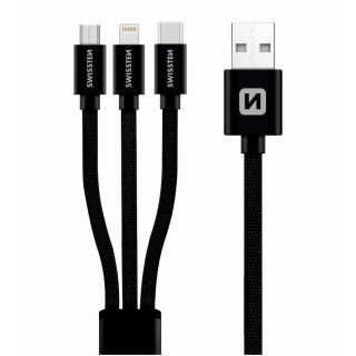 Swissten Textile Universal 3in1 USB-C / Lightning Data MFI / MircoUSB Cable / 1.2m (72501101)