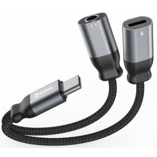 Swissten Textile USB-C / USB-C / Aux 3.5mm Charging Audio Adapter 0.12m (73502301)