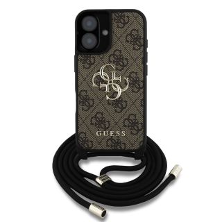 Guess PU 4G Metal Logo Crossbody Strap Case for Apple iPhone 16 (GUHCP16SP4GMGCRW)