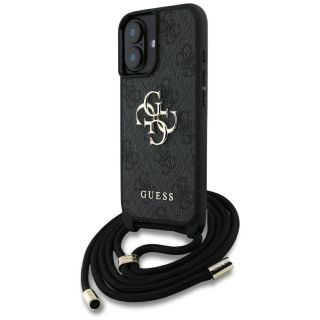 Guess PU 4G Metal Logo Crossbody Strap Case for Apple iPhone 16 (GUHCP16SP4GMGCRK)