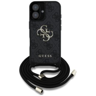 Guess PU 4G Metal Logo Crossbody Strap Case for Apple iPhone 16 (GUHCP16SP4GMGCRK)