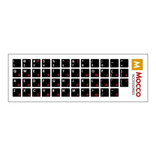 Mocco Keyboard Sticks ENG / RU With Laminated Waterproof Level White / Red (MC-KS-RUENG-R)