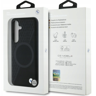 BMW Leather Half Textured MagSafe Case for Samsung Galaxy S25 (BMHMS25S23RTPK)