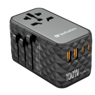 Verbatim GaN III Universal 2x USB-C Travel Adapter 100W (32121V)