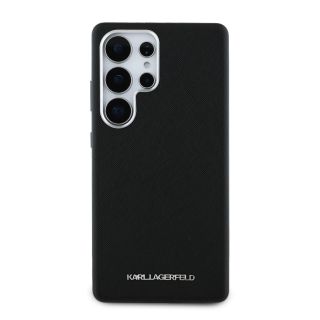 Karl Lagerfeld PU Saffiano Metal Logo and Frame Case for Samsung Galaxy S25 Ultra (KLHMS25LPSAFWMCK)
