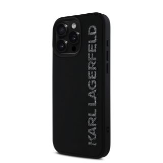 Karl Lagerfeld 3D Rubber Glitter Logo Case for Apple iPhone 16 Pro (KLHCP16LRBKGVCK)
