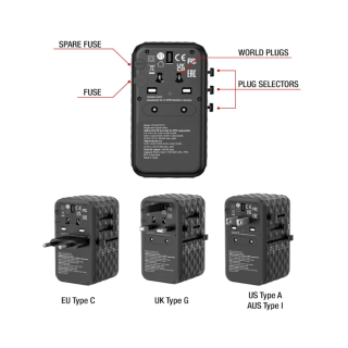 Verbatim GaN III Universal 2x USB-C Travel Adapter 100W (32121V)