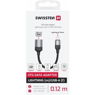 Swissten Textile Lightning - USB-A OTG Adapter 0.12m (73501217)