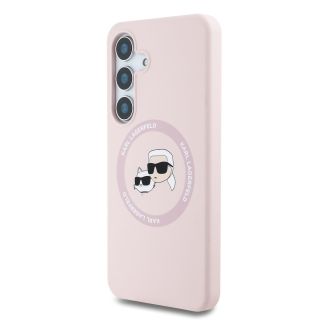 Karl Lagerfeld Liquid Silicone K&CH Heads MagSafe Case for Samsung Galaxy S25 Plus (KLHMS25MSKCHTCP)