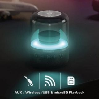 PROMATE Glitz LumiSound® 360° Surround Bluetooth Portable Speaker (DOCGLITZBK)
