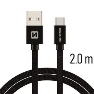 Swissten Textile Universal Quick Charge 3.1 USB-C Data and Charging Cable 2m (SW-QU-TYPC-3.1-2m-BK)