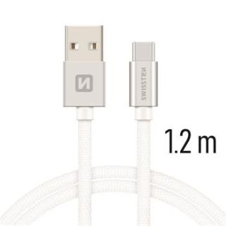 Swissten Textile Universal Quick Charge 3.1 USB-C Data and Charging Cable 1.2m (SW-QU-TYPC-3.1-1.2m-SI)