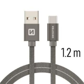 Swissten Textile Universal Quick Charge 3.1 USB-C Data and Charging Cable 1.2m (SW-QU-TYPC-3.1-1.2m-GR)