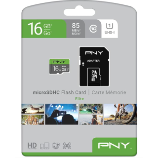 PNY Elite microSDHC Memory Card 16GB UHS-I Class 10 (P-SDU16GU185GW-GE)