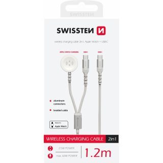 Swissten 2in1 Wireless Charger for Apple Watch and USB-C / USB-C / 1.2m (22065504)