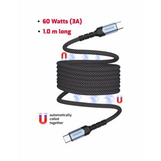 Swissten Magnetic USB-C Data Cable Self-Winding 60W 1m (71551010)
