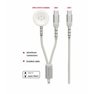 Swissten 2in1 Wireless Charger for Apple Watch and USB-C / USB-C / 1.2m (22065504)