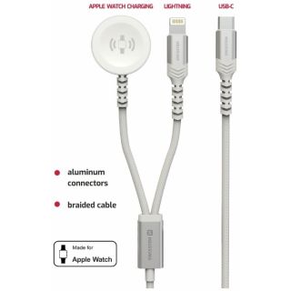 Swissten Wireless Charger 2in1 Apple Watch and Lightning USB-C 1.2m (22065503)