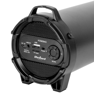 Rebel Bluetooth Wireless Speaker with Micro SD / Radio / USB / Black (KOM0943)