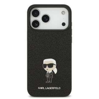 Karl Lagerfeld Fixed Glitter Metal Ikonik Case for Apple iPhone 17 Pro Max (KLHCP17XGKNPSK)