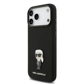 Karl Lagerfeld Liquid Silicone Metal Ikonik Case for Apple iPhone 17 Pro Max (KLHCP17XSMHKNPK)