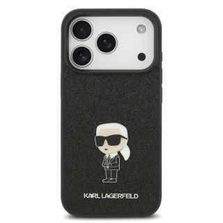 Karl Lagerfeld Fixed Glitter Metal Ikonik Case for Apple iPhone 17 Pro (KLHCP17LGKNPSK)